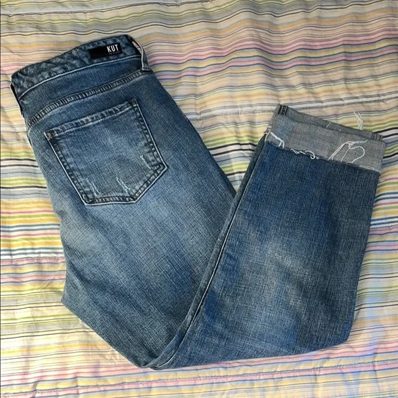 Kut Catherine Fab Ab Boyfriend Blue Denim Jeans 12 - Picture 1 of 8